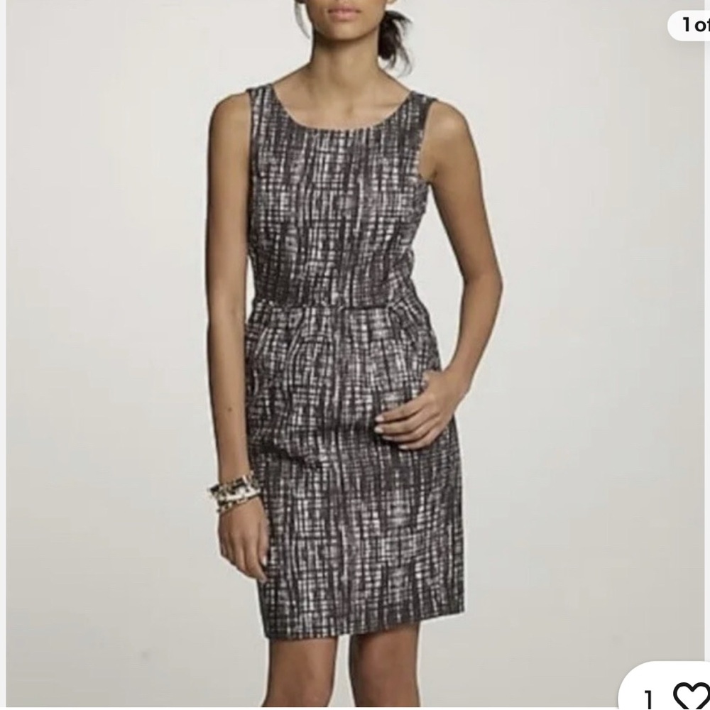 J. Crew GRAY and White Textured Midi Dress 100% Cotton